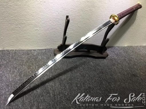 T10 Clay Tempered Steel Katana Sword Synthetic Leopard Saya with Shoulder Strap - Image 3