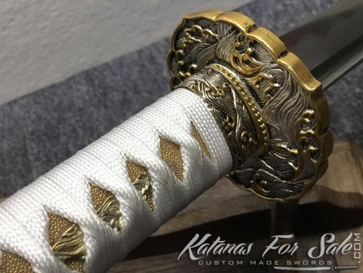 Katana and Wakizashi Daisho T10 Folded Clay Tempered Steel with Hadori Polish - Image 6