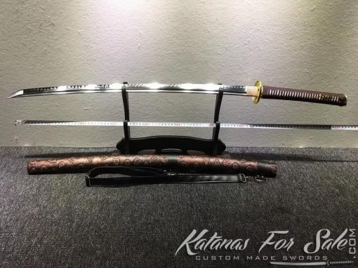 T10 Clay Tempered Steel Katana Sword Synthetic Leopard Saya with Shoulder Strap - Image 5