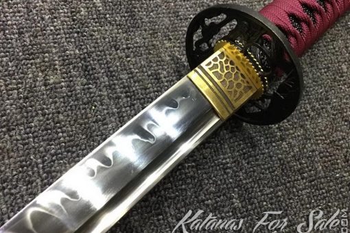 T10 Clay Tempered Katana with Synthetic Leopard Saya with Shoulder Strap