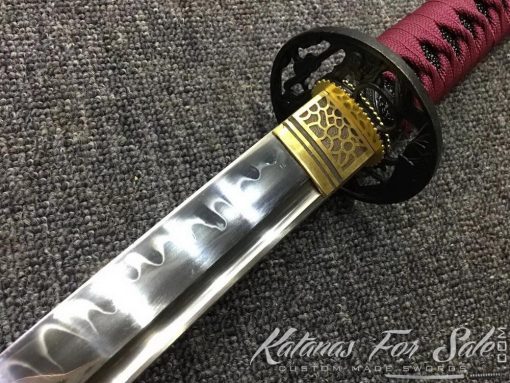 T10 Clay Tempered Katana with Synthetic Leopard Saya with Shoulder Strap