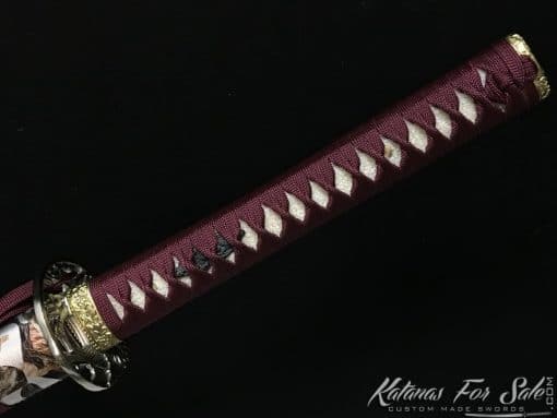 1060 Carbon Steel Katana Black and White Leopard Resin Saya - Image 4