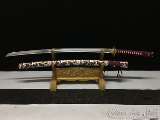 1060 Carbon Steel Katana Black and White Leopard Resin Saya