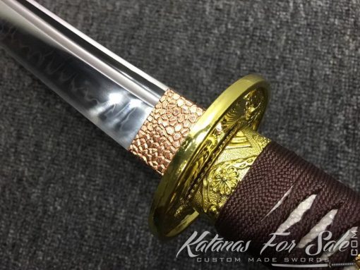 T10 Clay Tempered Steel Katana Sword Synthetic Leopard Saya with Shoulder Strap - Image 2