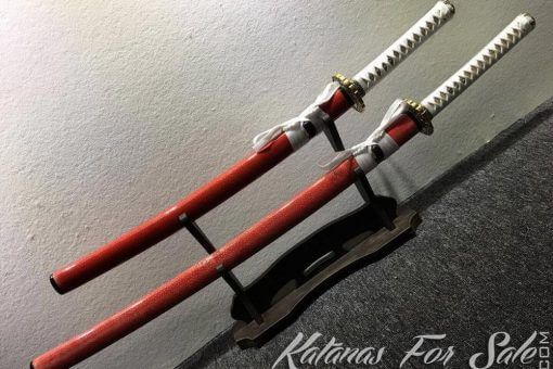 Katana and Wakizashi Daisho T10 Folded Clay Tempered Steel with Hadori Polish