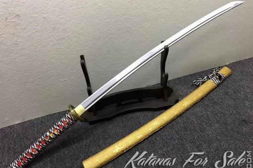 1060 Carbon Steel Katana Sword with Golden Saya