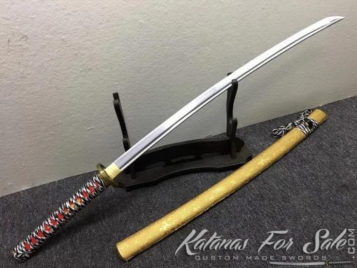 1060 Carbon Steel Katana Sword with Golden Saya