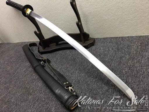 1060 Carbon Steel Black Katana Synthetic Leather Saya with Shoulder Strap - Image 8