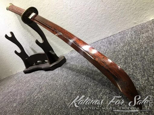 Chinese Broadsword 1060 Folded Steel with Red Acid Dye - Image 9