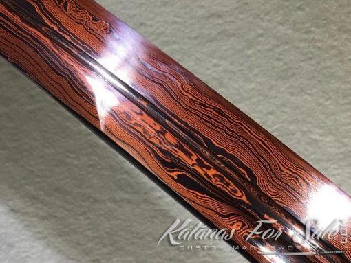 Chinese Broadsword 1060 Folded Steel with Red Acid Dye - Image 10
