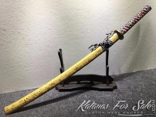 1060 Carbon Steel Katana Sword with Golden Saya - Image 6