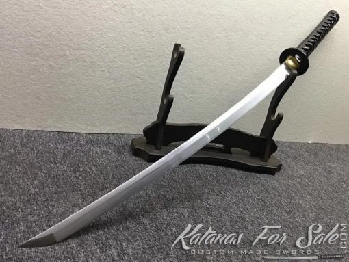 1060 Carbon Steel Black Katana Synthetic Leather Saya with Shoulder Strap - Image 4