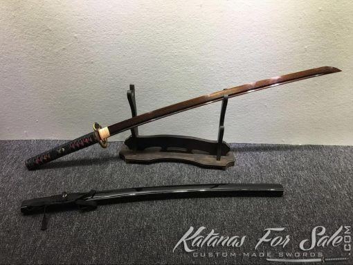 T10 Folded Clay Tempered Red Blade Katana - Image 8