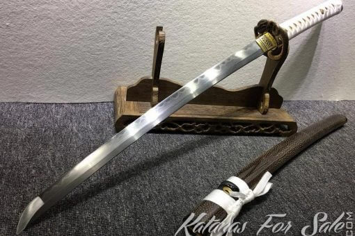 Handmade Wakizashi Sword T10 Folded Clay Tempered Steel