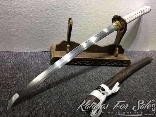 Handmade Wakizashi Sword T10 Folded Clay Tempered Steel