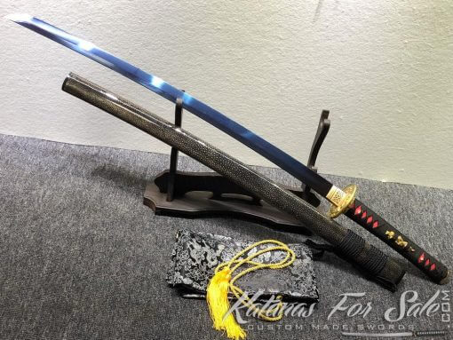 T10 Folded Twisted Grain Purple Katana Sword - Image 4