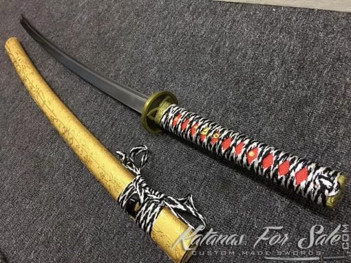 1060 Carbon Steel Katana Sword with Golden Saya - Image 8