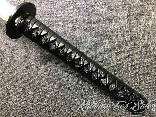 1060 Carbon Steel Black Katana Synthetic Leather Saya with Shoulder Strap - Image 10