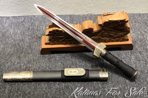 T10 Folded Steel with Red Acid Short Jian Sword
