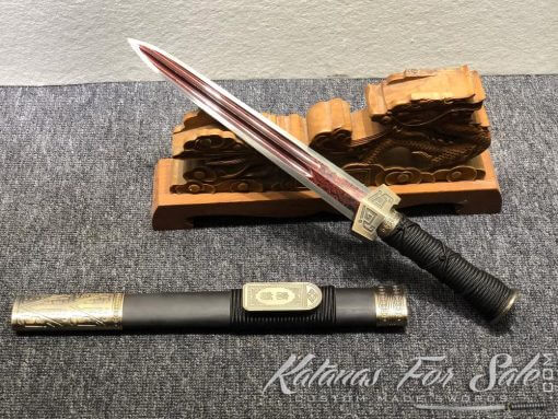T10 Folded Steel with Red Acid Short Jian Sword
