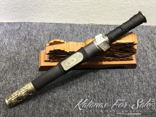 T10 Folded Steel with Red Acid Short Jian Sword - Image 7