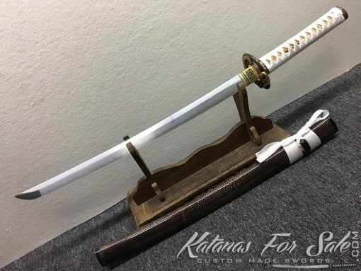 Handmade Wakizashi Sword T10 Folded Clay Tempered Steel - Image 11