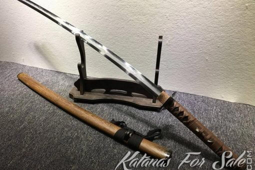 Samurai Katana Sword T10 Folded Clay Tempered Steel with Feather Hadori Polish