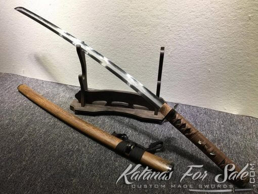 Samurai Katana Sword T10 Folded Clay Tempered Steel with Feather Hadori Polish