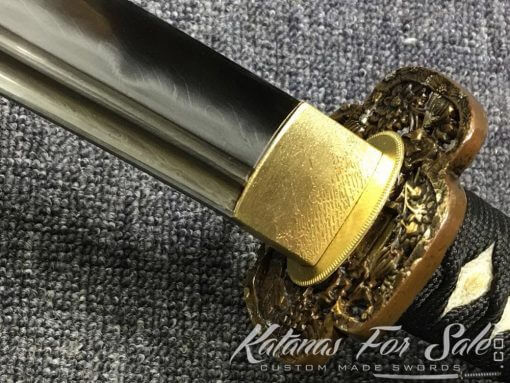 T10 Folded Clay Tempered Katana Sword with Feather Hadori Polish - Image 5