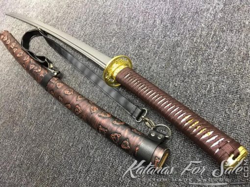 T10 Clay Tempered Steel Katana Sword Synthetic Leopard Saya with Shoulder Strap