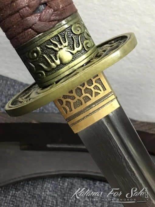1060 Folded Steel Chinese Broadsword with Ebony Wood Scabbard - Image 11