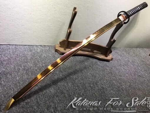T10 Clay Tempered Samurai Katana with Gold Blade - Image 6