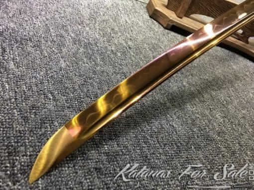 T10 Clay Tempered Samurai Katana with Gold Blade - Image 10