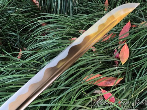 Handmade Katana 1060 Carbon Steel with Gold Acid Dye - Image 3
