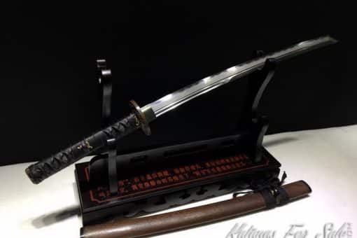 Japanese Wakizashi T10 Folded Clay Tempered Steel with Hadori Polish