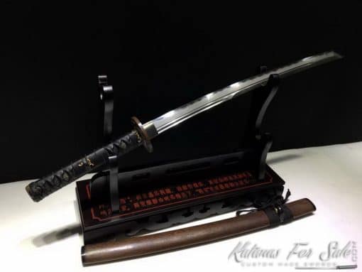 Japanese Wakizashi T10 Folded Clay Tempered Steel with Hadori Polish