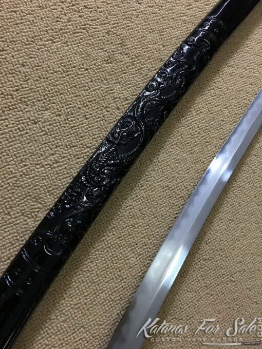 Functional Katana T10 Folded Clay Tempered Steel with Feather Hadori Polish - Image 10