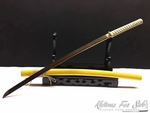 Samurai Katana T10 Clay Tempered Steel with Gold Blade