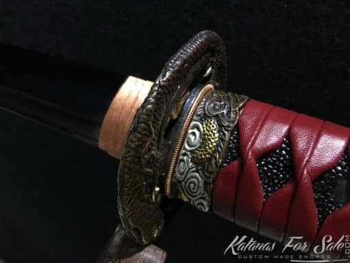 Katana T10 Clay Tempered Steel with Choji Hamon & Hadori Polish in Black - Image 3