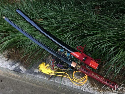 Katana T10 Clay Tempered Steel with Choji Hamon & Hadori Polish in Black