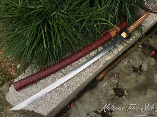Katana T10 Clay Tempered Steel Red Leopard Saya - Image 6
