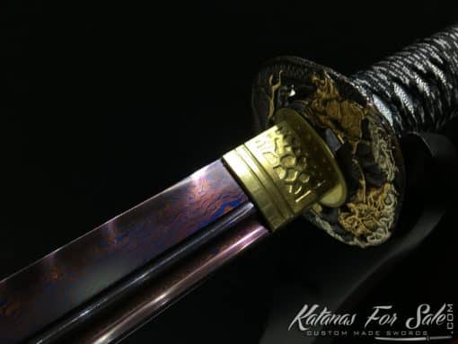 Ninjato Sword T10 Folded Clay Tempered Steel with Hadori Polish in Purple - Image 2
