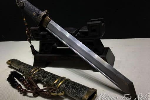 Straight Tanto blade T10 Folded Clay Tempered Steel with Kiriha Zukuri Kissaki