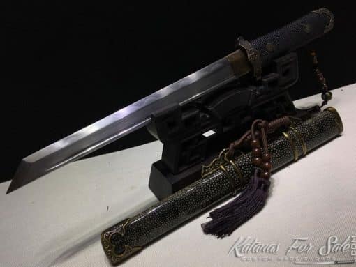 Straight Tanto blade T10 Folded Clay Tempered Steel with Kiriha Zukuri Kissaki - Image 6