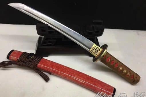 Japanese Tanto T10 Folded Clay Tempered Steel with Hadori Polish