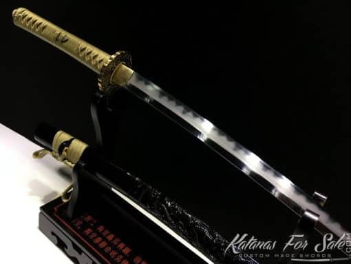 Functional Katana T10 Folded Clay Tempered Steel with Feather Hadori Polish - Image 5