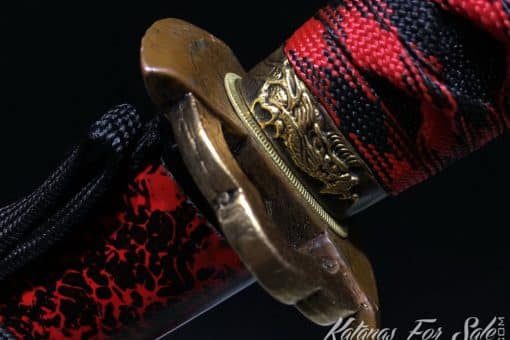 Hand Crafted Katana 1095 Folded Steel with Red Acid Dye