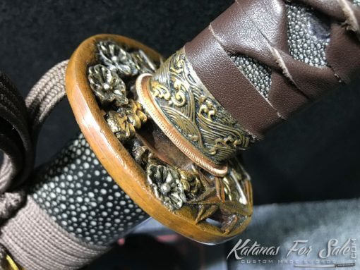 T10 Folded Clay Tempered Steel Katana with Feather Hadori Polish in Purple - Image 11