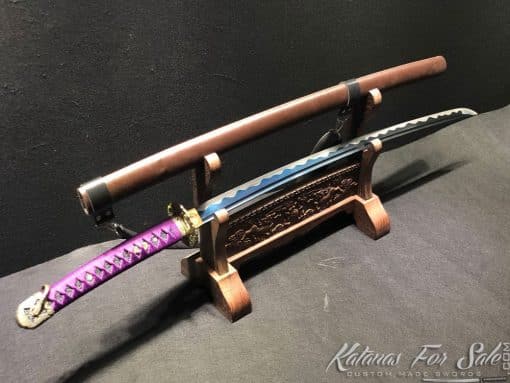 Samurai Katana 1060 Carbon Steel with Blue Acid Dye