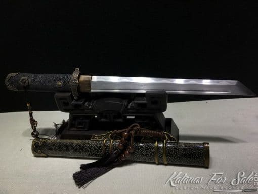 Straight Tanto blade T10 Folded Clay Tempered Steel with Kiriha Zukuri Kissaki - Image 13